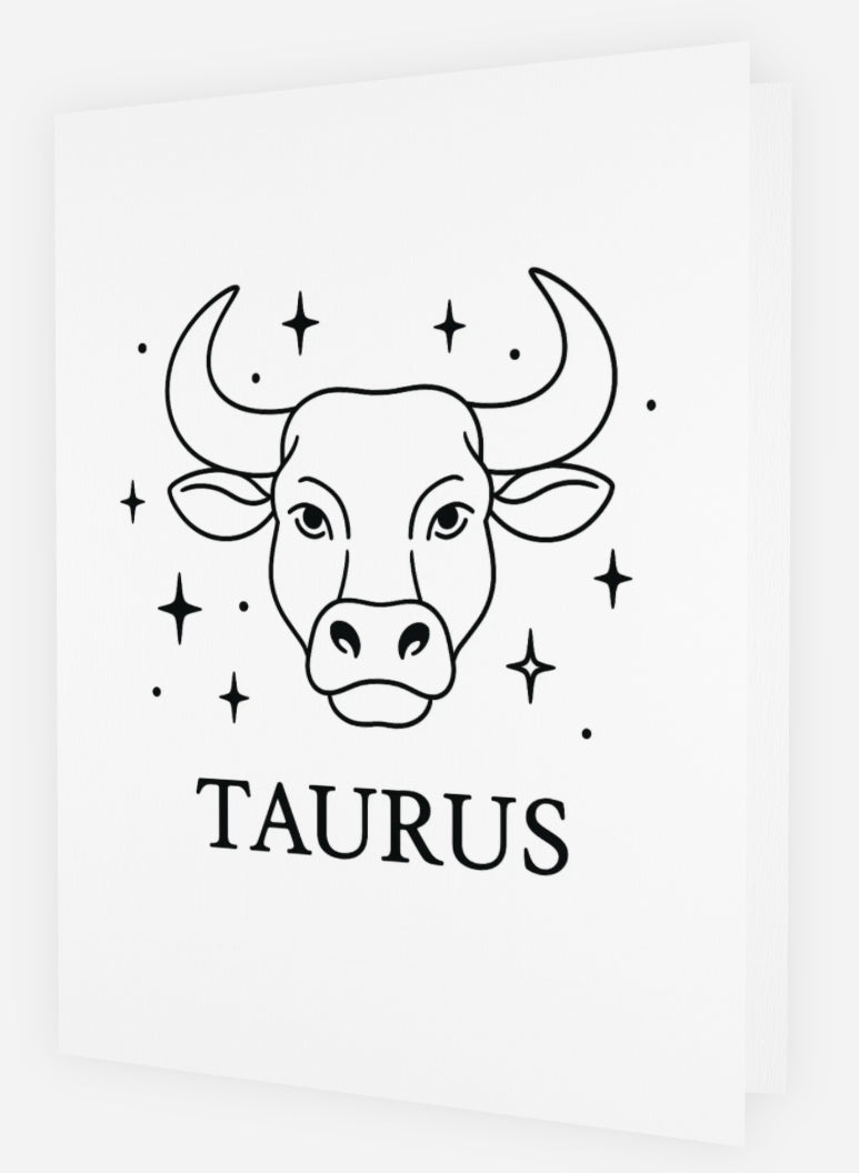 Taurus zodiac colour-in birthday card with bull illustration — Canada